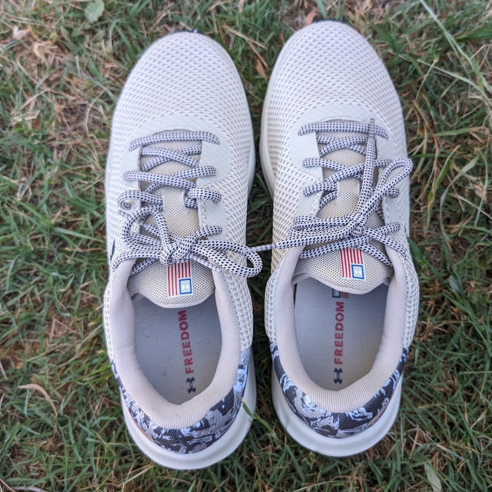 Men's UA Charged Pursuit 3 USA Running Shoes Size 12 Khaki Base - 200 - Picture 13 of 16